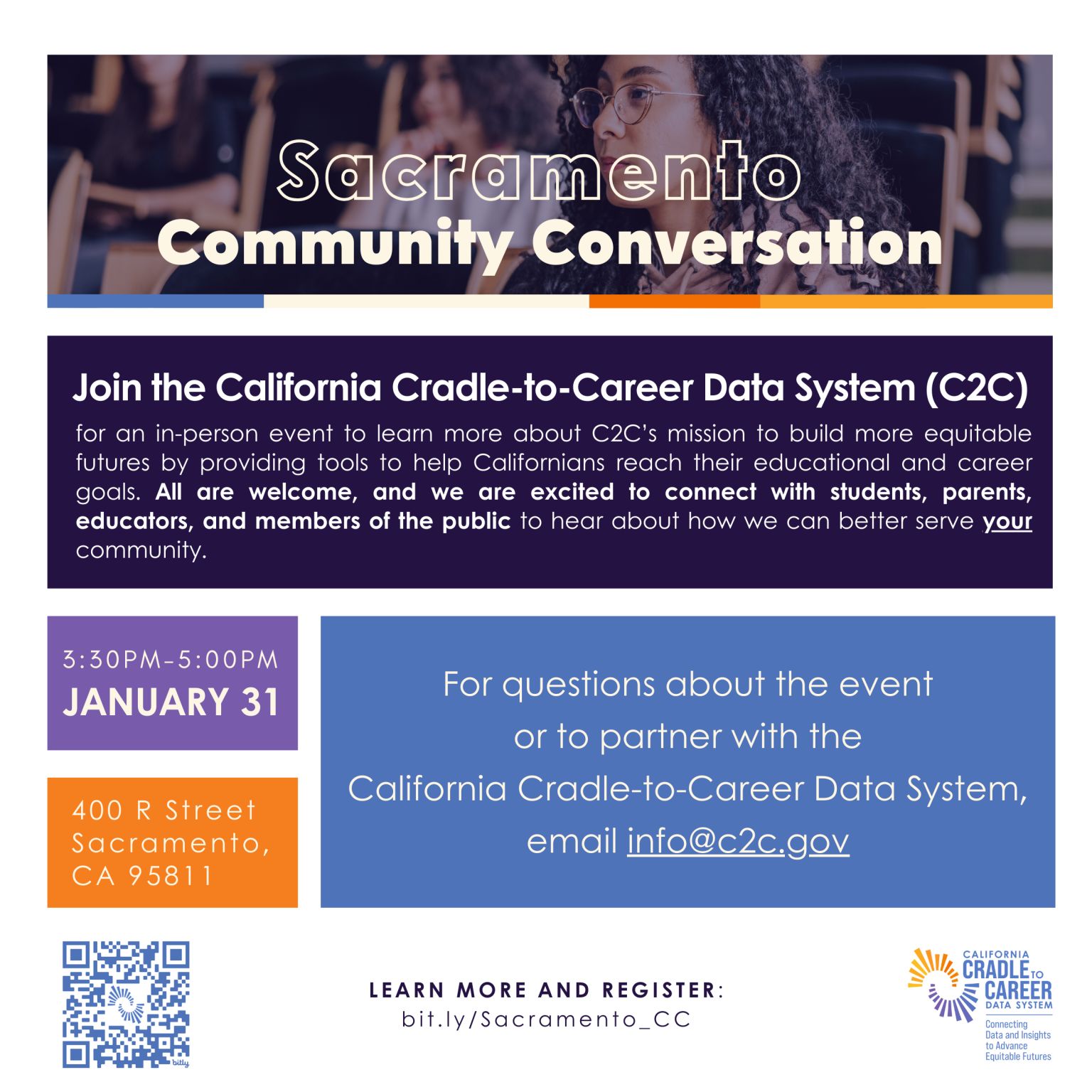 CA Cradle to Career Data System in-person event in Sacramento on Jan 31 2024
